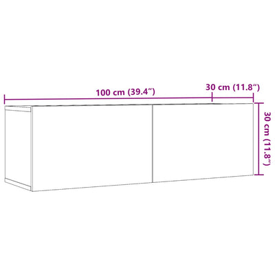 TV-kaapit seinäkiinnitettävä 2 kpl vanha puu 100x30x30 cm