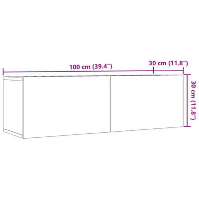 TV-kaapit seinäkiinnitettävä 2 kpl artesaani tammi 100x30x30 cm
