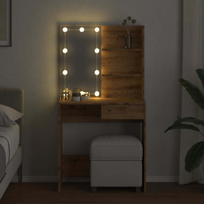 kampauspöytä LEDillä Artisan Oak 74,5x40x141 cm