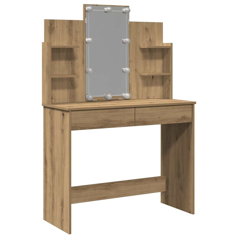 Artesaani tammi peilipöytä led-valoilla Valadea 96x40x142cm