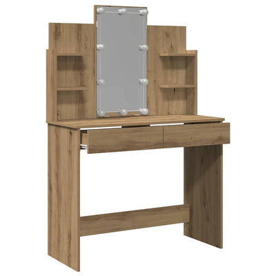 Artesaani tammi peilipöytä led-valoilla Valadea 96x40x142cm