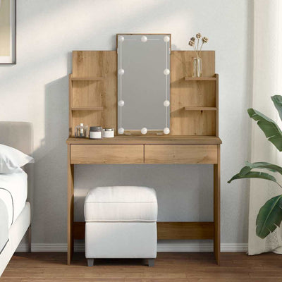 Artesaani tammi peilipöytä led-valoilla Valadea 96x40x142cm