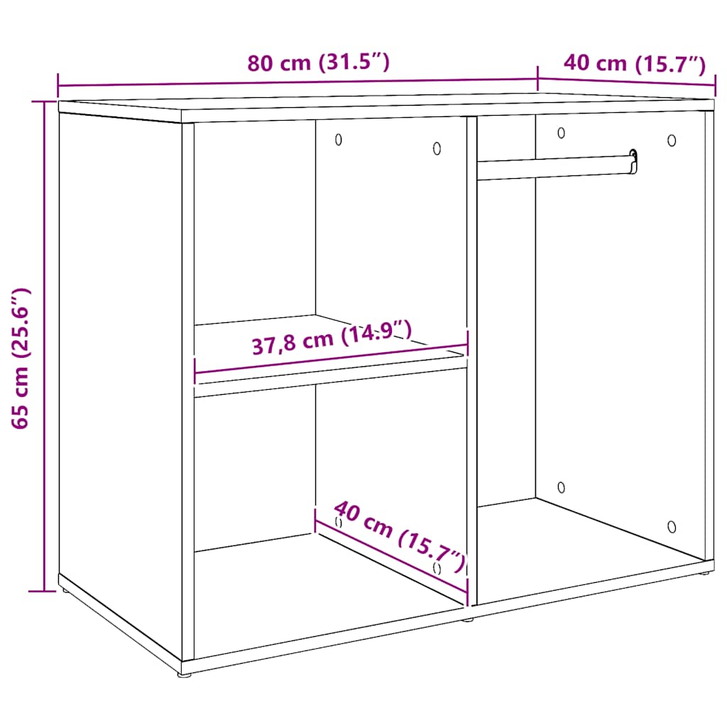Käsityöläinen tammi kosmetiikkakaappi Frodita 80x40x65cm (puinen)