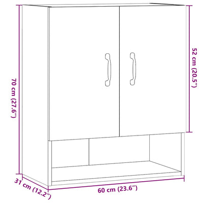 Seinäkaappi käsityöläinen tammi 60x31x70 cm tekninen puu