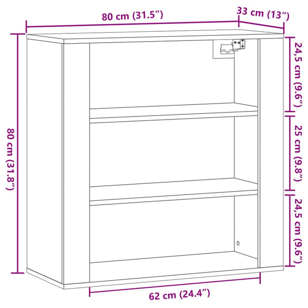 Seinäkaappi vanha puu 80x33x80 cm tekninen puu