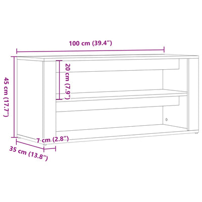 Kenkäteline artesaani tammi 100x35x45 cm tekninen puu