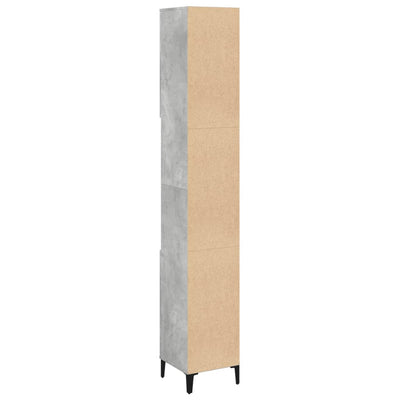 Kylpyhuoneen kaappi betoninharmaa 30x30x190 cm tekninen puu