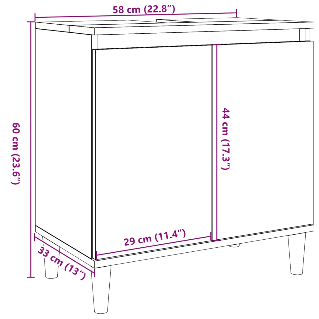 Betoninharmaa pesuallaskaappi Constantinu 58x33x60cm (puinen)