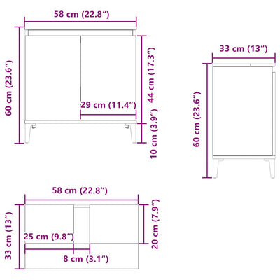 Betoninharmaa pesuallaskaappi Cessonia 58x33x60cm (puinen)