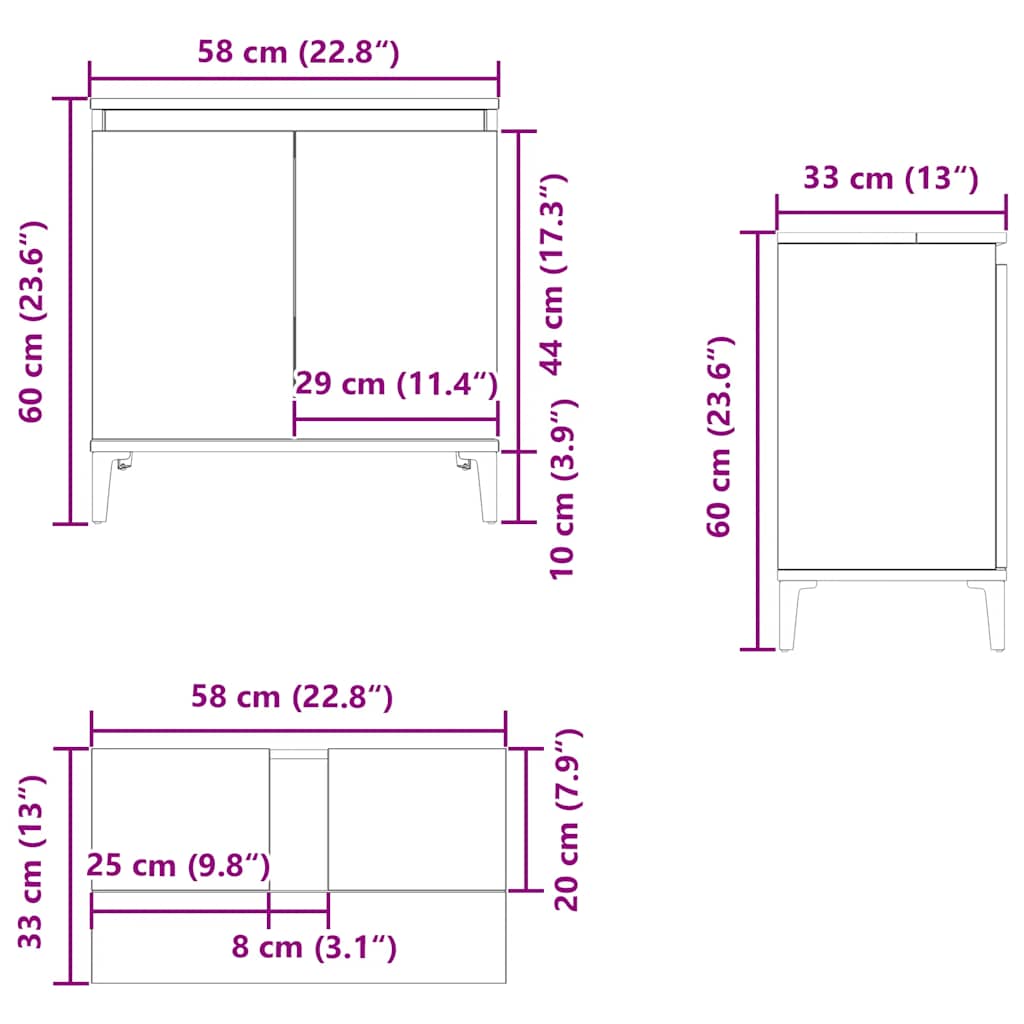 Pesuallaskaappi Francoise 58x33x60cm (vanha puu, puinen)