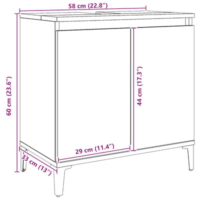 Käsityöläinen tammi pesuallaskaappi Francoise 58x33x60cm (puinen)