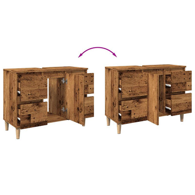 Vanha puu pesuallaskaappi Josa 80x33x60cm (puinen)