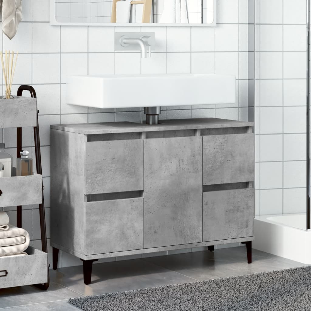 Betoninharmaa pesuallaskaappi Sinza 80x33x60cm (puinen)