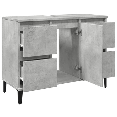 Pesuallaskaappi betoninharmaa 80x33x60 cm tekninen puu