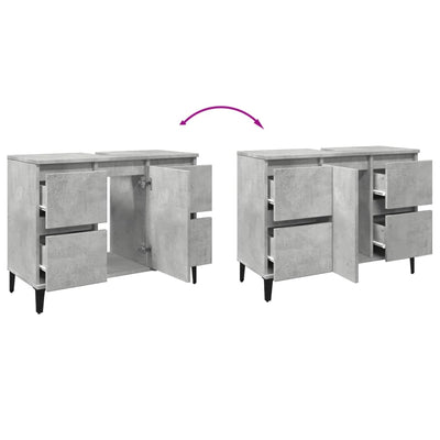 Betoninharmaa pesuallaskaappi Sinza 80x33x60cm (puinen)