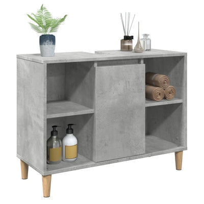 Kylpyhuoneen kaappi betoninharmaa 80x33x60 cm tekninen puu