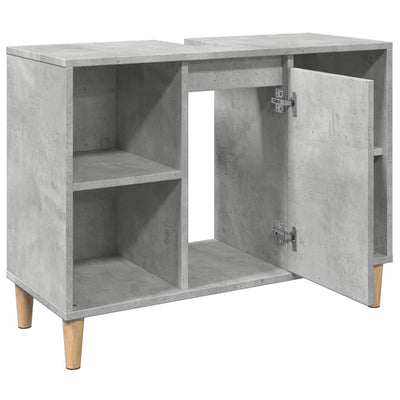 Kylpyhuoneen kaappi betoninharmaa 80x33x60 cm tekninen puu