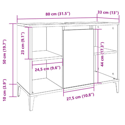 Pesuallaskaappi vanhaa puuta 80x33x60 cm tekninen puu