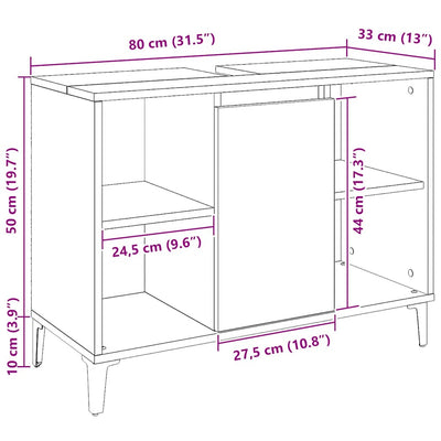 Käsityöläinen tammi pesuallaskaappi Joleen 80x33x60cm