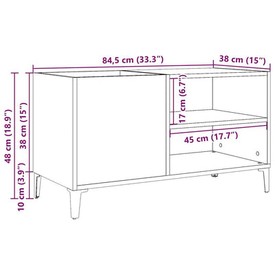 LP-levyjen säilytyskaappi vanha puu 84,5x38x48 cm tekninen puu