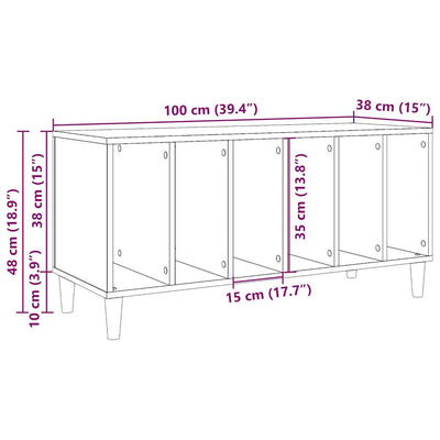 LP-levyjen säilytyskaappi tammi 100x38x48 cm tekninen puu