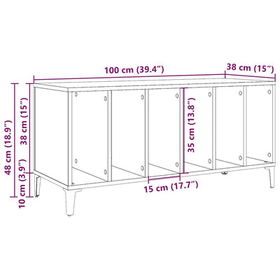 LP-levyjen säilytyskaappi tammi 100x38x48 cm tekninen puu