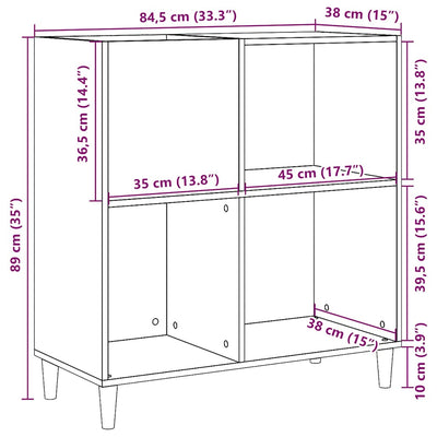 LP-levyjen säilytyskaappi käsityöläinen tammi 84,5x38x89 cm puu