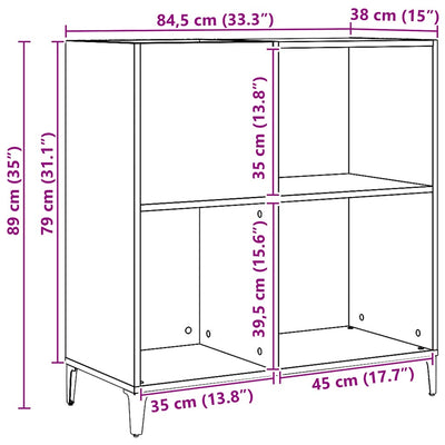 Käsityöläinen tammi lp-levyjen säilytyskaappi Tanusi 84,5x38x89cm