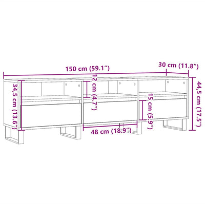 TV-taso vanhaa puuta 150x30x44,5 cm tekninen puu