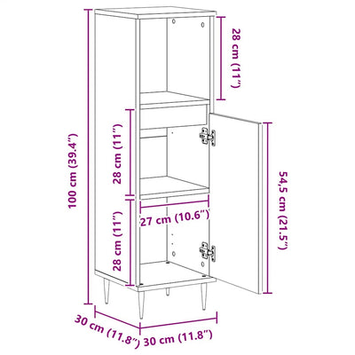 Artesaani tammi kylpyhuoneen kaappi Bojan 30x30x100cm (puinen)