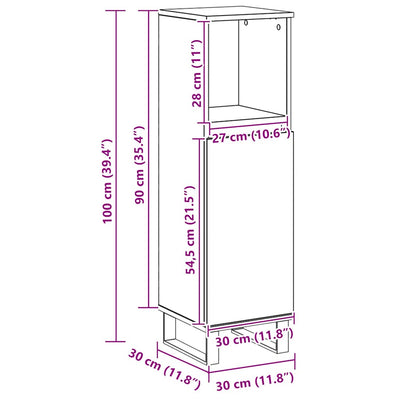 Artesaani tammi kylpyhuoneen kaappi Stancescu 30x30x100cm (puinen)