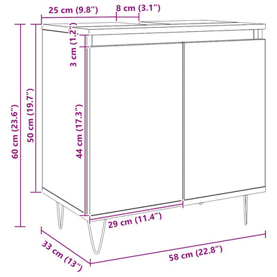 Artesaani tammi kylpyhuoneen kaappi Lucretia 58x33x60cm (puinen)