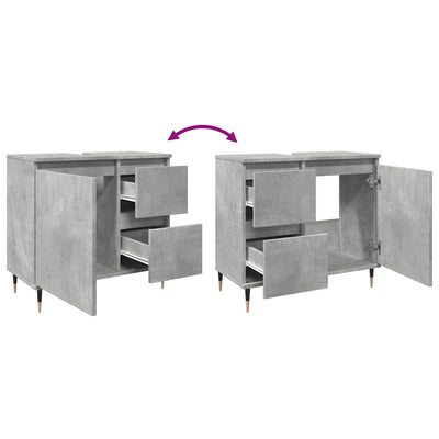 Betoninharmaa kylpyhuoneen kaappi Chiscan 65x33x60cm (puinen)