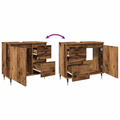 Vanha puu kylpyhuoneen kaappi Edelstein 65x33x60cm (puinen)