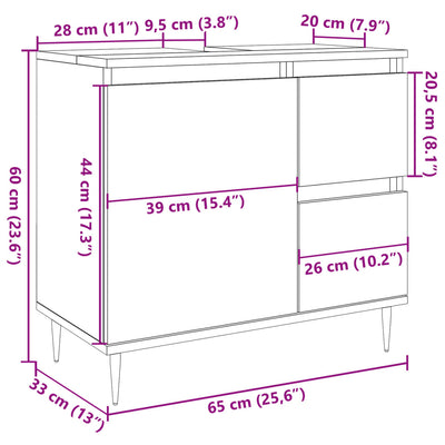 Kylpyhuoneen kaappi vanha puu 65x33x60 cm tekninen puu