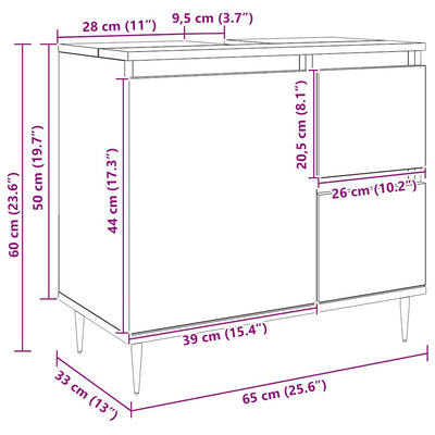 Artesaani tammi kylpyhuoneen kaappi Edelstein 65x33x60cm (puinen)