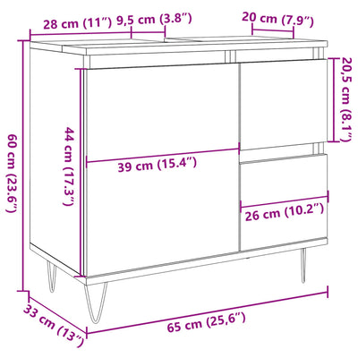 Pesuallaskaappi vanha puu 65x33x60 cm tekninen puu