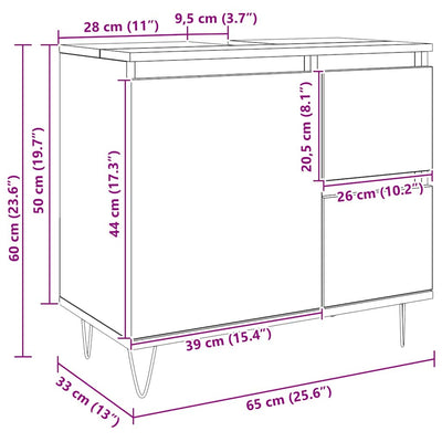 Tammi kylpyhuoneen pesuallaskaappi Flabian 65x33x60cm (käsityöläinen)