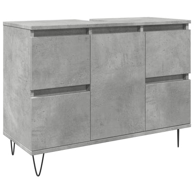 Kylpyhuoneen kaappi betoninharmaa 80x33x60 cm tekninen puu