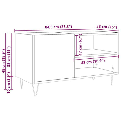 LP-levyjen säilytyskaappi vanha puu 84,5x38x48 cm tekninen puu