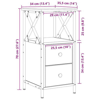 Yöpöytäkaappi artisan oak Ozun 34x35,5x70cm (engineered wood)