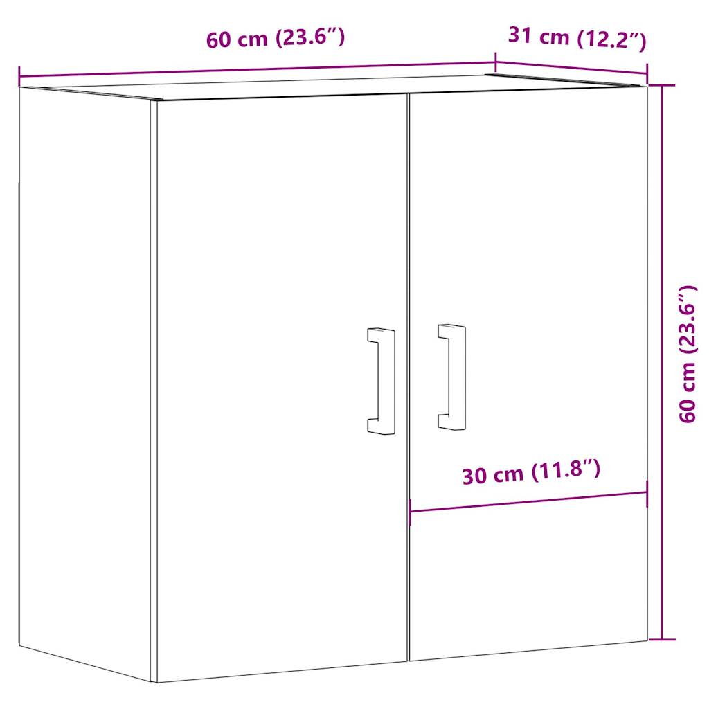Vanha puu seinäkaappi Nives 60x31x60cm (puinen)