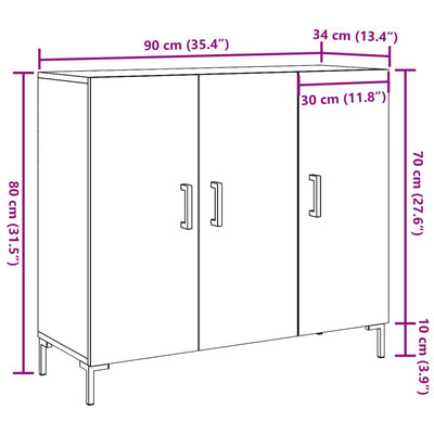 Senkki artesaani tammi 90x34x80 cm tekninen puu