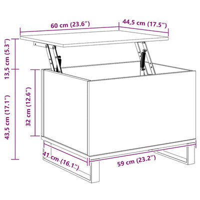 Vanha puu sohvapöytä Renilda 60x44,5x45cm (puinen)