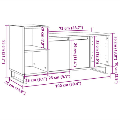 TV-taso vanhaa puuta 100x35x55 cm tekninen puu