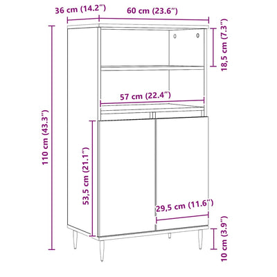 Kaappi artesaani tammi 60x36x110 cm tekninen puu