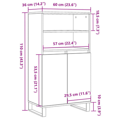 Kaappi vanha puu 60x36x110 cm tekninen puu