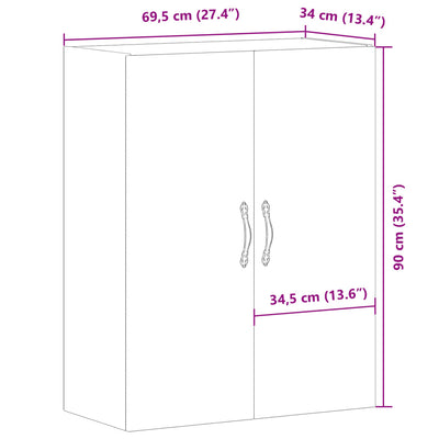 Seinäkiinnitettävä kaappi vanha puu 69,5x34x90 cm tekninen puu