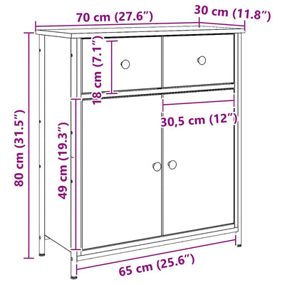 Senkki käsityöläinen tammi 70x30x80 cm tekninen puu