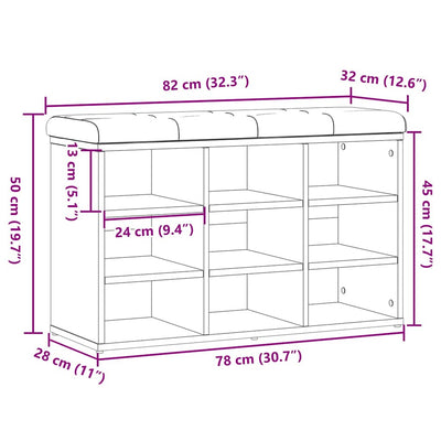 kenkäpenkki Artisan Oak 82x32x50 cm Engineered Wood
